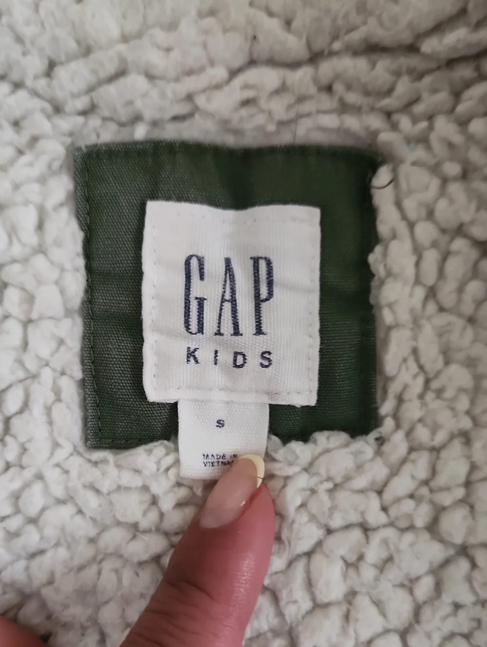 GAP Girls Olive Green Parka with Faux Fur Hood and Sherpa Lining